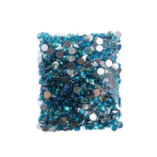 John Bead 8mm Acrylic Round Flat Back Rhinestones, 1,000ct. Aqua AB {4}
