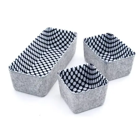 Welaxy Felt 3 Piece Polka Dot Storage Bin Set {7}