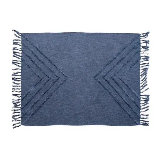 Hello Honey® Blue Tufted Chevron Cotton Blend Throw with Tassels {1}