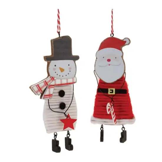 6.5" Wood & Felt Snowman & Santa Ornaments Set {3}