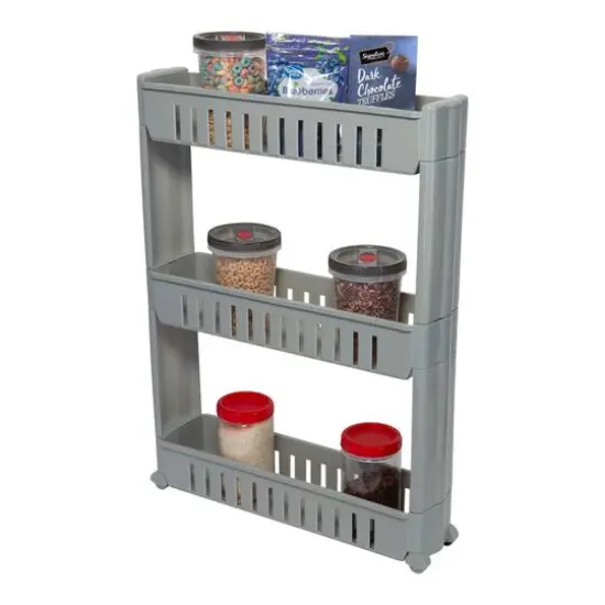 Simplify Gray 3-Tier Slim Slide Out Storage Cart {8}