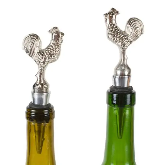 Silver Rooster Bottle Stopper Set {3}