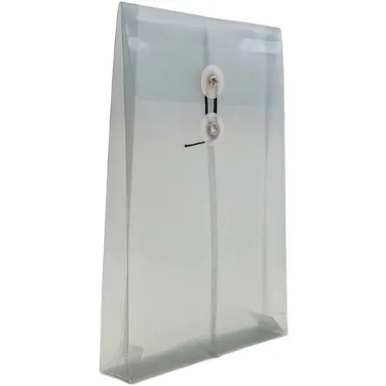 JAM Paper 6.25" x 9.25" Button & String Tie Closure Plastic Envelopes, 12ct. Smoke Gray {5}