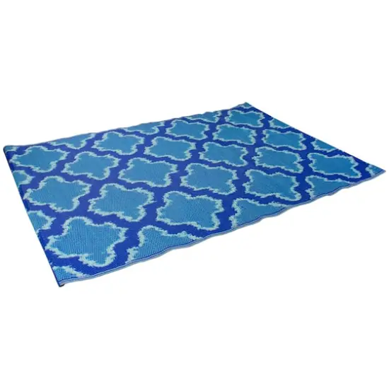 Blue Quatrefoil Rectangular Outdoor Area Rug, 4ft. x 6ft. {4}