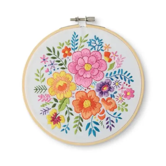 6" Floral Stamped Design Embroidery Kit with Hoop by Loops & Threads&reg; {1}