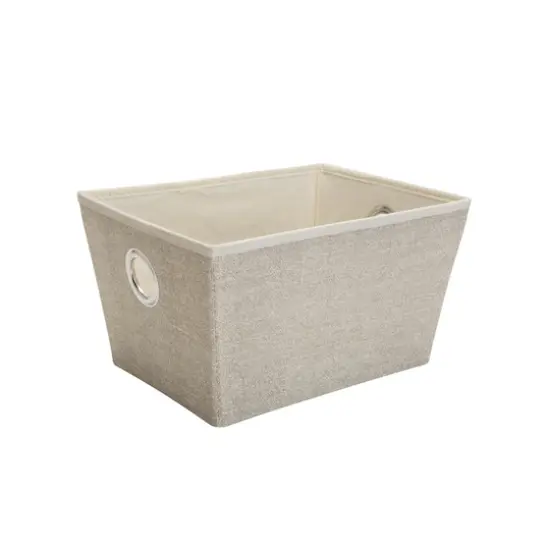 Simplify Medium Beige Faux Jute Grommet Storage Tote Bin {3}