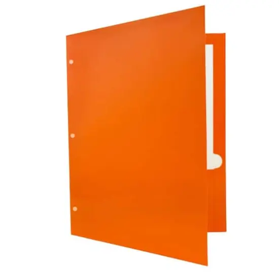 JAM Paper Laminated 2-Pocket Glossy 3-Hole Punch School Folders, 6ct. Orange {4}