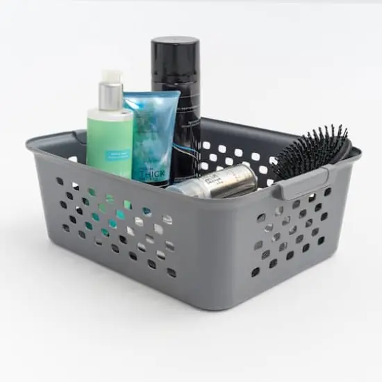 Iris&reg; Gray Medium Organizer Storage Basket, 4 Pack {5}