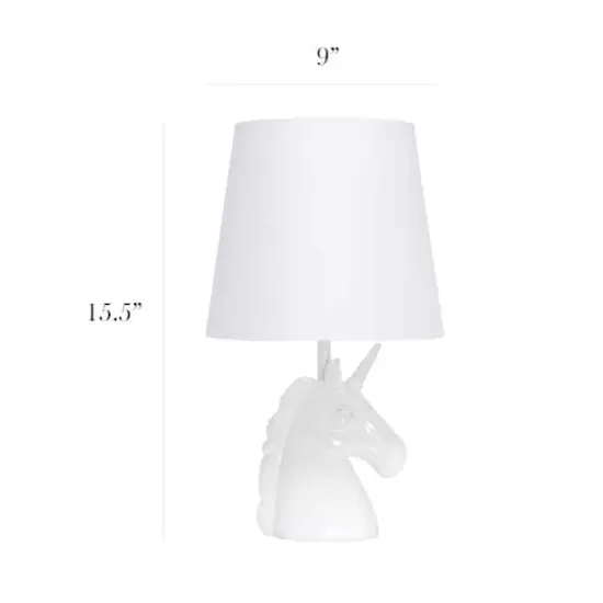 Simple Designs 15.5" Unicorn Table Lamp White/Iridescent Rainbow Glitter {4}