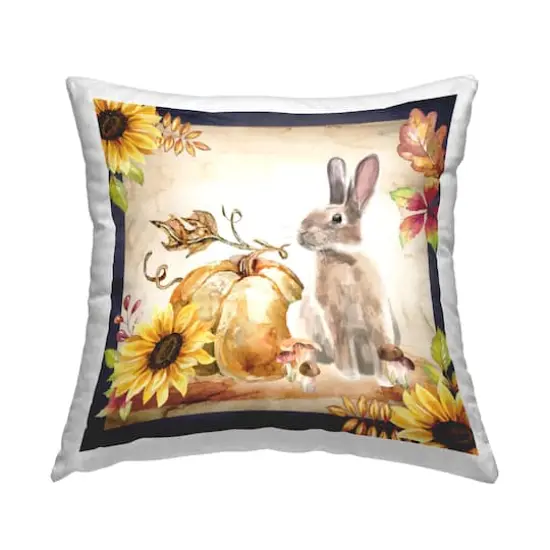 Stupell Industries Fall Rabbit Botanical Pumpkin Decorative Printed Throw Pillow {1}