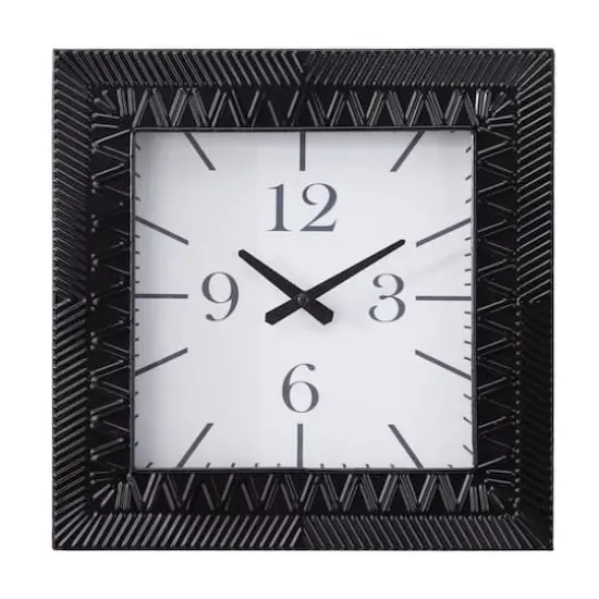 Black Metal Modern Wall Clock, 12" x 3" x 12" {1}