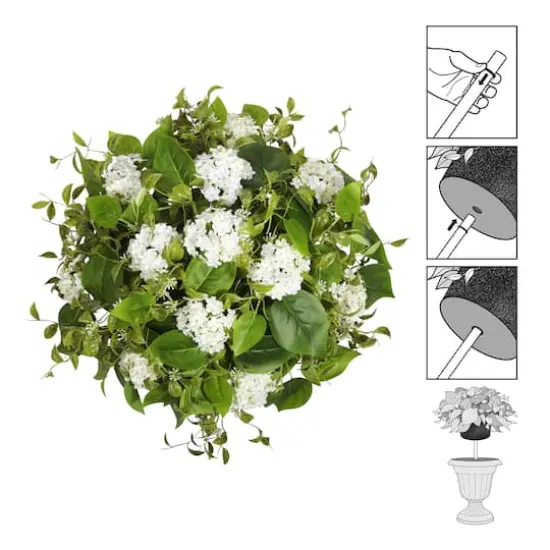 Haute Decor 22" Hydrangea Urn Filler with Adjustable Height Set Green/White {5}