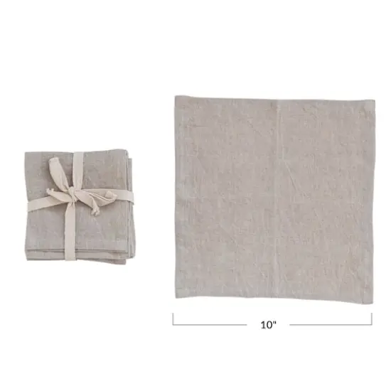 Hello Honey&reg; 10" Square Stonewashed Linen Cocktail Napkins, 4ct. Natural {8}