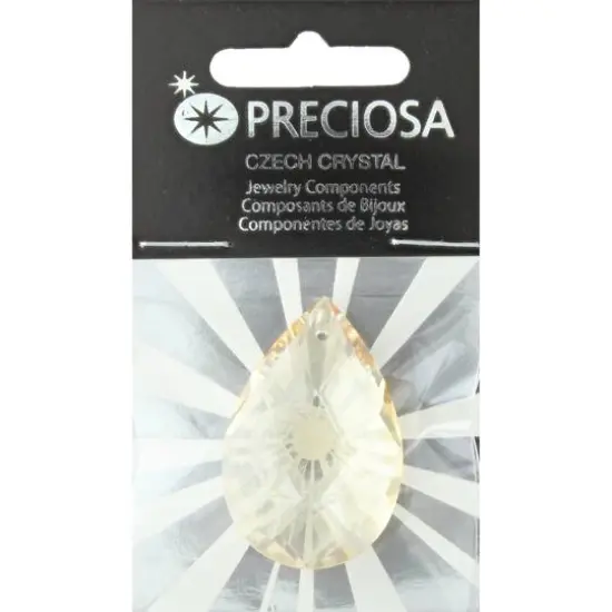 John Bead Preciosa Czech Crystal Drop Almond Pendant, 39mm Honey {1}