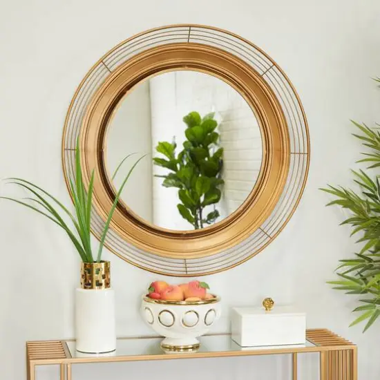 Brown Metal Bohemian Wall Mirror 36" x 36" x 4" {7}