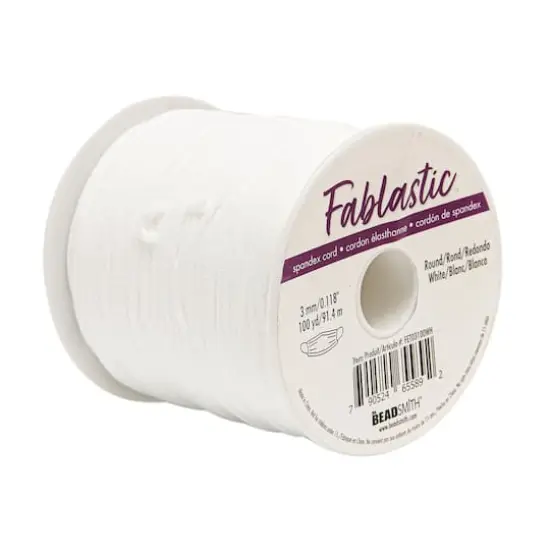 Beadsmith&reg; Fablastic&trade; 3mm White Round Spandex Cord {1}