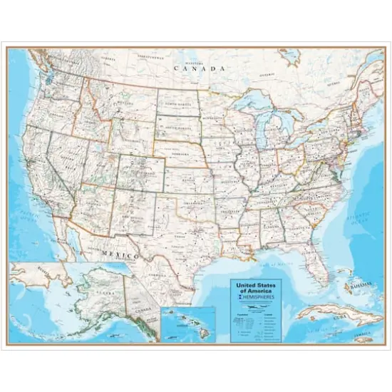 Hemispheres&reg; Contemporary Laminated U.S. Wall Map {1}