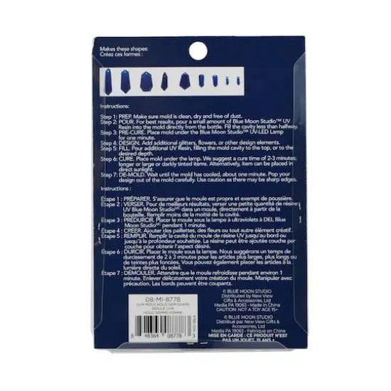 Blue Moon Studio&trade; UV Resin Craft Holographic Faceted Gems Silicone Mold {6}