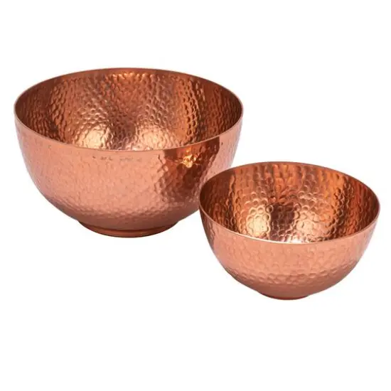 Hello Honey&reg; Copper Finish Round Hammered Metal Bowl Set {1}
