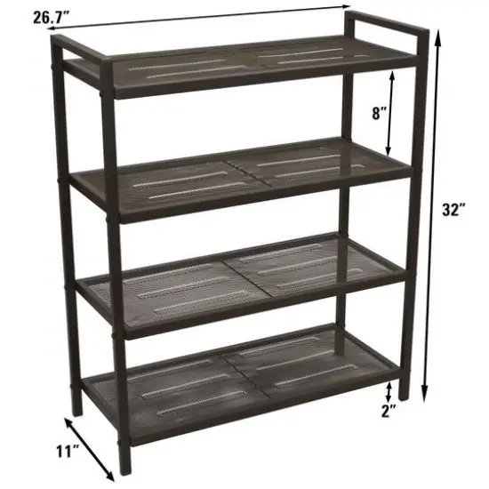 Household Essentials 32" 4-Tier Metal Shoe Rack Brown {5}