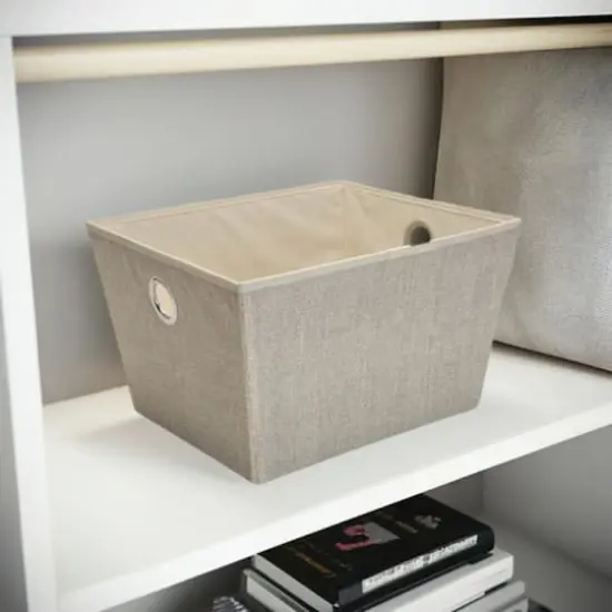 Simplify Large Faux Jute Grommet Storage Bin {1}