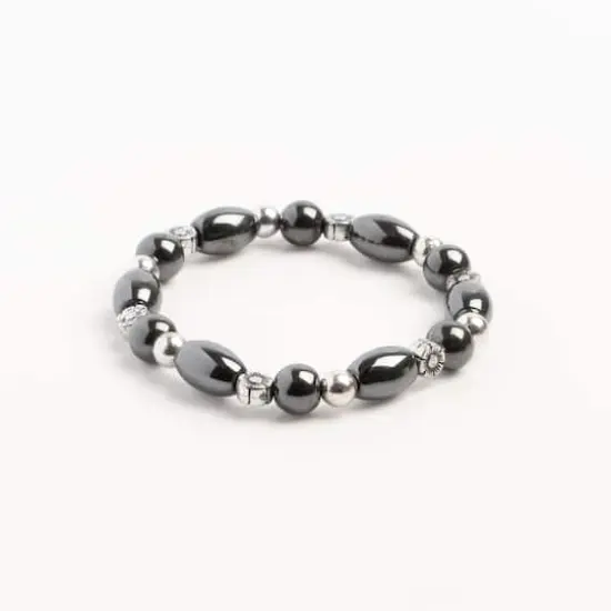 John Bead Hematite Black Natural Stone Stretch Bracelet Black No 72 {4}