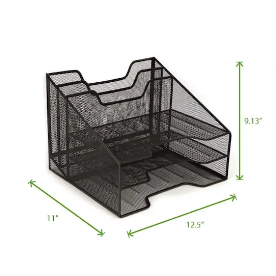 Mind Reader 5-Compartment Desk Organizer Black {3}