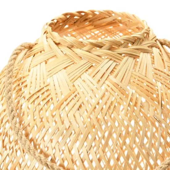 Hello Honey&reg; 23.5" Natural Hand-Woven Bamboo Lantern with Jute Handle & Glass Insert {10}