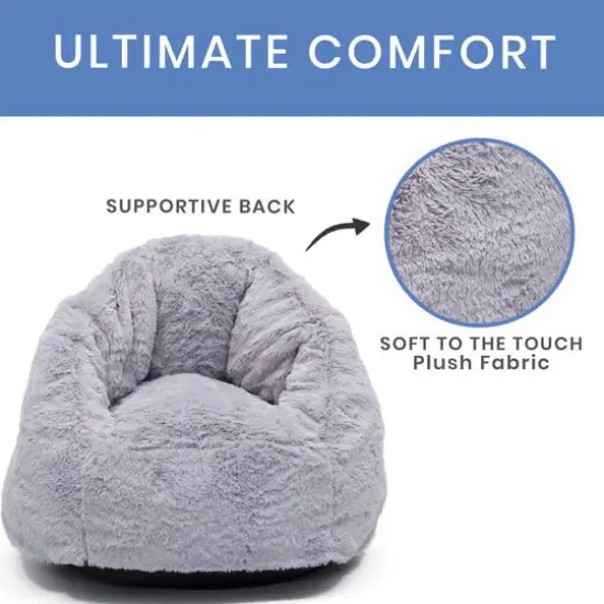 Delta Children 21" Cozee Fluffy Chair Gray {7}