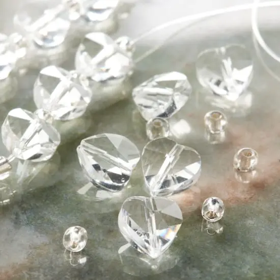 Clear Faceted Glass Heart Beads by Bead Landing&trade;, 10mm {3}