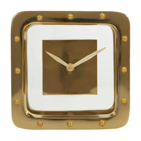 6" Gold Aluminum Geometric Floating Clock {5}