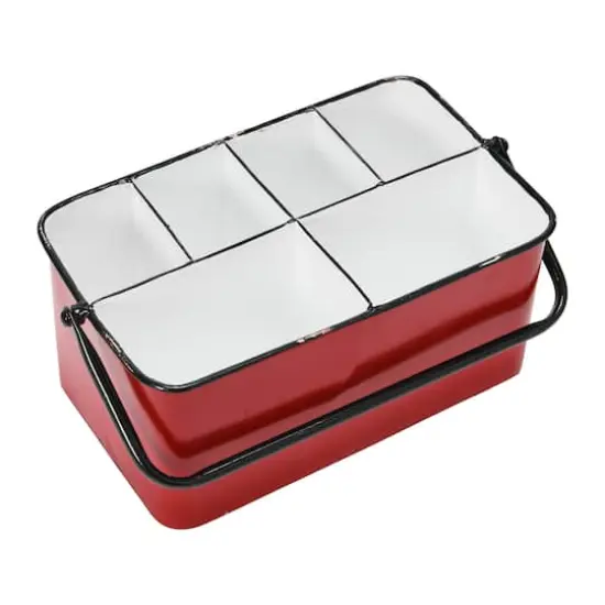 Hello Honey&reg; 6-Compartment Metal Caddy with Handle Red {7}
