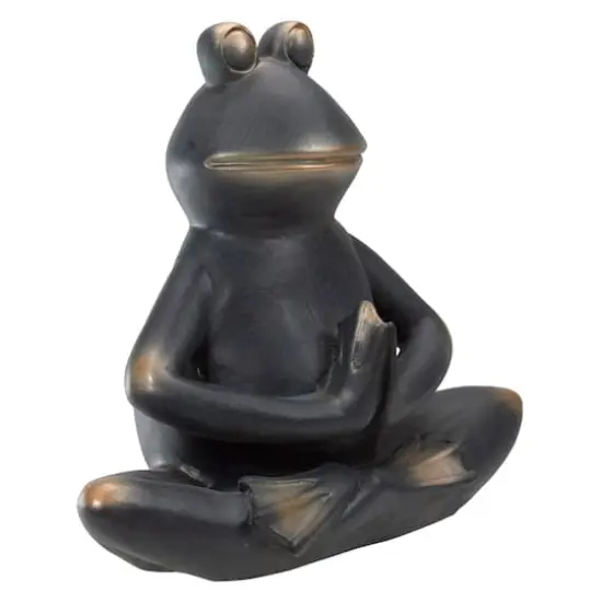11" Yoga Frog in Sukhasana Position Outdoor Garden Statue {4}