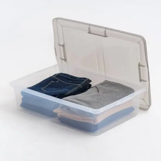 IRIS Clear Stackable Storage Boxes with Gray Lid {3}