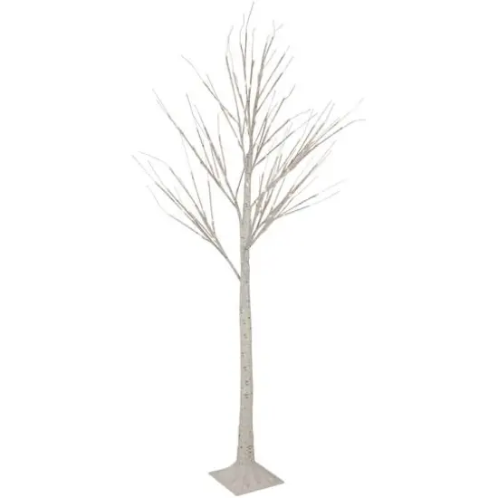 6ft. Pre-Lit White Twig Artificial Christmas Tree, Warm White LED Lights {5}