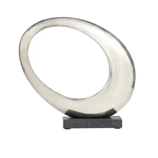 Geometric Abstract Metal Tabletop Sculpture Set Silver {4}