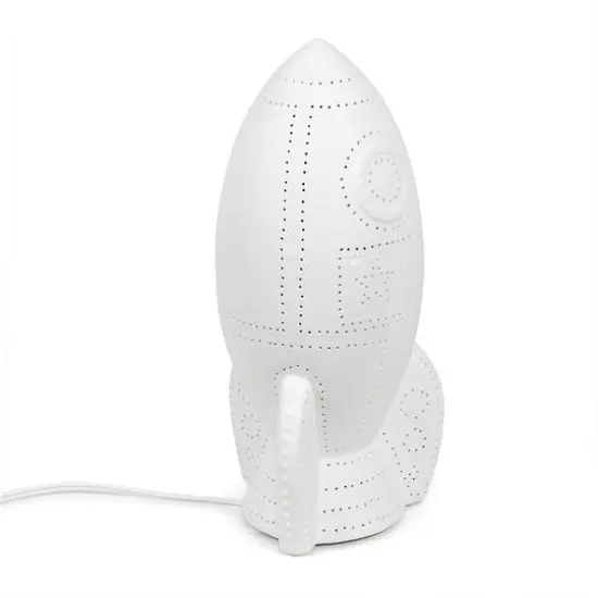 Simple Designs 6" White Porcelain Rocketship Table Lamp {11}