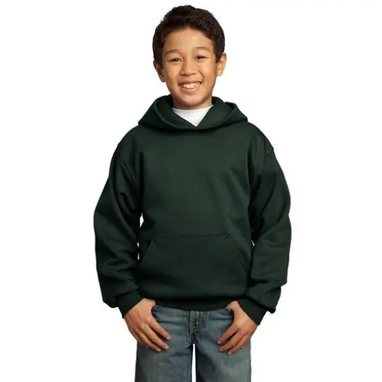 Port & Company&reg; Colors Youth Core Fleece Pullover Hooded Sweatshirt Dark Green {3}