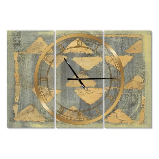 Designart 'Glam Metallic Form I Modern Multipanel Wall Clock {1}