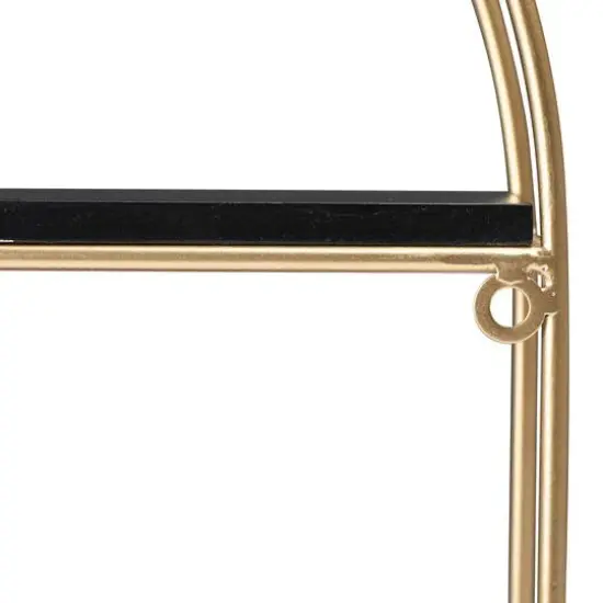 Hello Honey&reg; Wood & Metal Gold Crescent Wall Shelf Black {7}