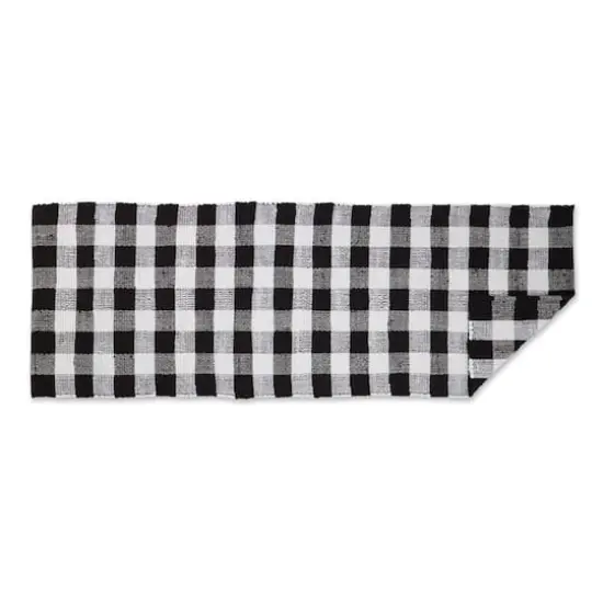 DII&reg; Buffalo Check Rag Rug, 2.25ft. x 6ft. Black {6}