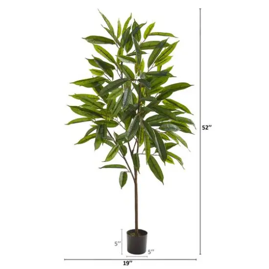 4.5ft. Potted Long Leaf Ficus Artificial Plant {3}