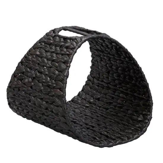 Household Essentials 15.5" Oval Hyacinth Magazine Rack Black {1}