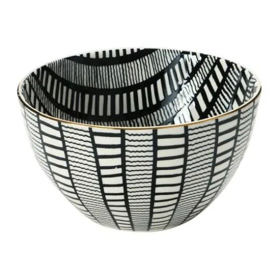 Hello Honey&reg; 5'' Black & White Round Stoneware Bowl, 4ct. {8}