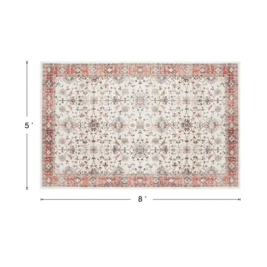 Glitzhome&reg; Ivory & Red Oriental Area Rug {9}