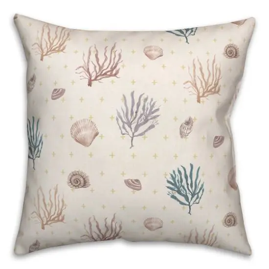 Multicolor Shell Plus Throw Pillow Coral and Yellow on White {1}