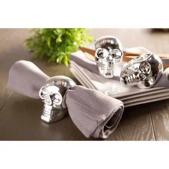 DII&reg; Silver Skull Napkin Ring Set, 6ct. {5}