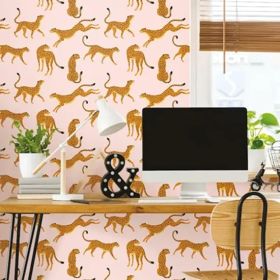 RoomMates Cheetah Cheetah Peel & Stick Wallpaper Pink/Orange {6}