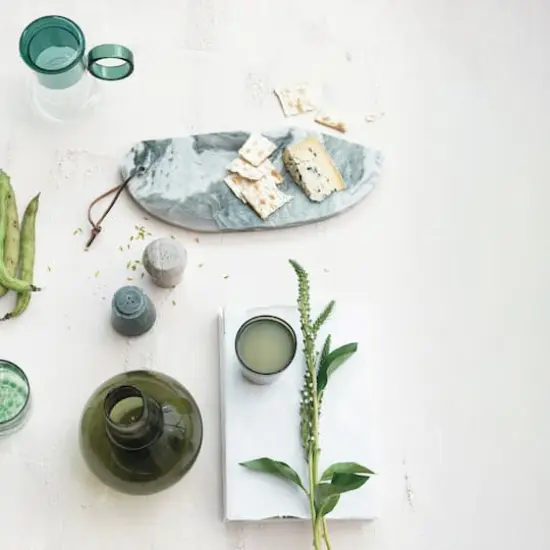 Hello Honey&reg; 15" Green M&eacute;lange Marble Organic Shaped Board {5}