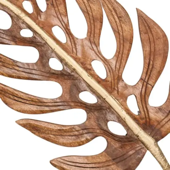 Brown Mango Wood Coastal Leaf Wall D&eacute;cor Set {5}